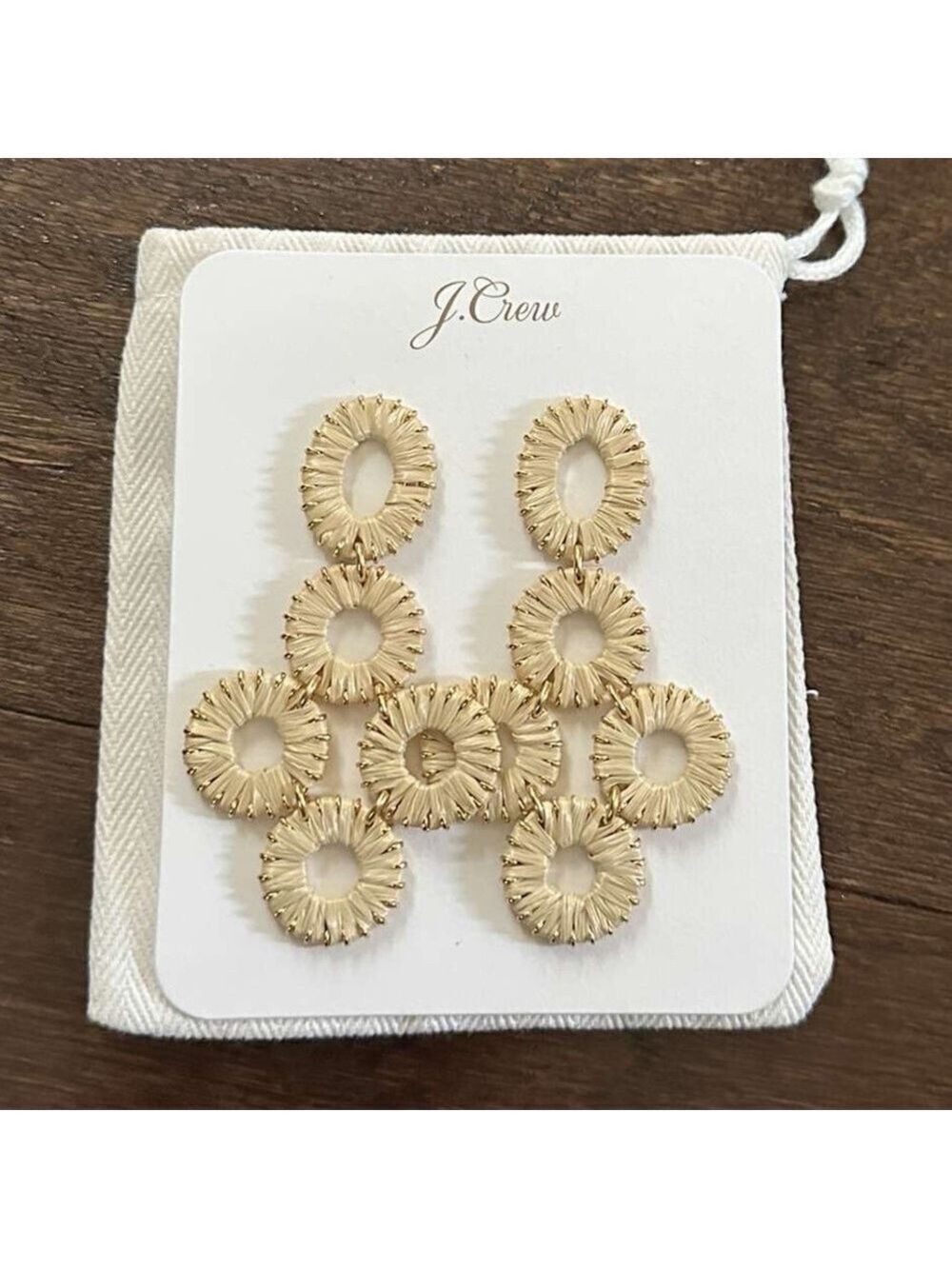 J.Crew Raffia Statement Earrings-gold NWT